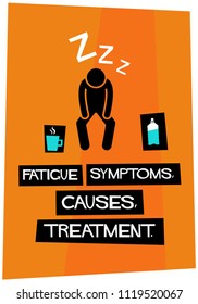 Fatigue Symptoms, Causes, Treatment retro vector poster illustration design