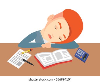 Girl Sleeping Desk Cartoon Images Stock Photos Vectors