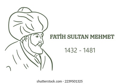 Fatih Sultan Mehmet. The most famous sultan of the Ottoman Empire.  Vector drawing