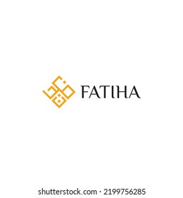 Fatihah Cube Outline arabische Schriftart Logo. Initial F T H arabisches abstraktes Logo. FTH-Symbol Alphabet. Moderner, eleganter und luxuriöser Stil für die Markenidentität von Unternehmen