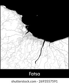 Mapa da cidade de Fatsa, Turquia - Topographic vetor map poster
