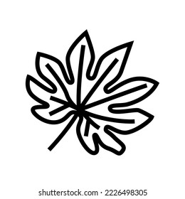 fatsia japonica tropical leaf line icon vector. fatsia japonica tropical leaf sign. isolated contour symbol black illustration