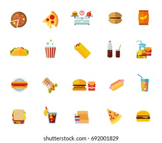 Fatty food icon set