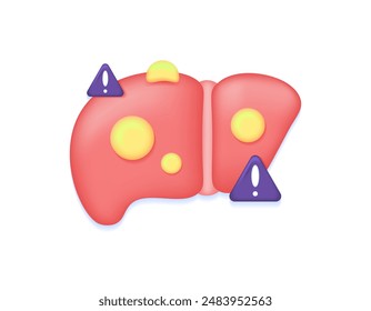 fatty liver disease concept. health problems with the liver organ. illustration of a liver containing or covered with a lot of fat. symbol or icon. minimalist 3d style design. graphic elements