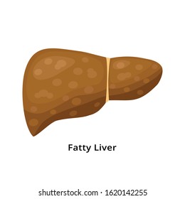 Fatty Liver Icon Isolated On White Background. Liver Disease Concept Illustration In Flat Design.