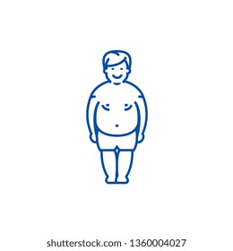 Fatty man,fat guy line icon concept. Fatty man,fat guy flat  vector symbol, sign, outline illustration.