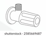 Faucet Angle Cock, Sketch, Line Drawing EPS, PTMT, angle stops for sinks and toilets. Water stop shut off valves