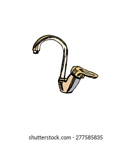 Faucet. Bath mixer - hand drawn vector illustration.