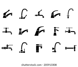 Faucet in Black Icon Set