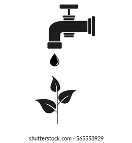 Faucet with black twig on a white background