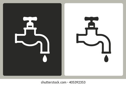 Faucet   -  black and white icons. Vector illustration. 
