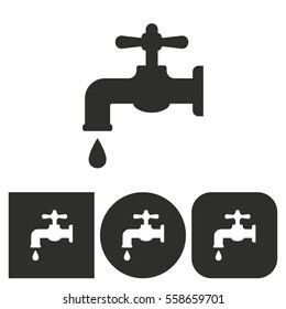 Faucet - black and white icons. Vector illustration.