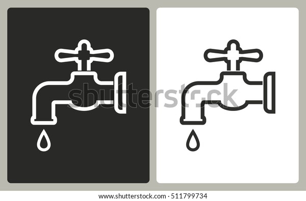 Faucet Black White Icons Vector Illustration Stock Vector (Royalty Free