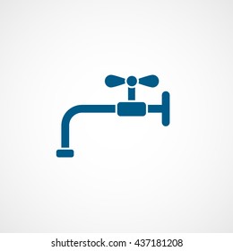 Faucet Blue Flat Icon On White Background