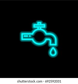 Faucet blue glowing neon ui ux icon. Glowing sign logo vector