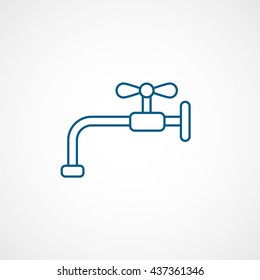 Faucet Blue Line Icon On White Background