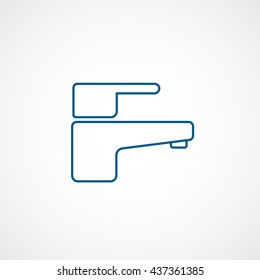 Faucet Blue Line Icon On White Background