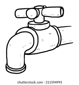 faucet / cartoon vector and illustration, black and white, hand drawn, sketch style, isolated on white background.