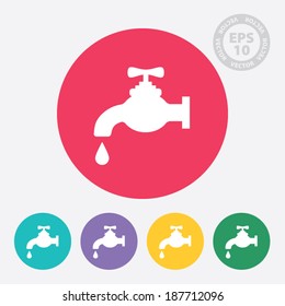 Faucet Circle Icon, Sign, Tag - Vector
