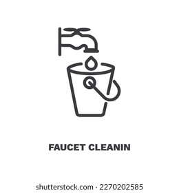 faucet cleanin icon. Thin line faucet cleanin, cleanly icon from cleaning collection. Outline vector isolated on white background. Editable faucet cleanin symbol can be used web and mobile