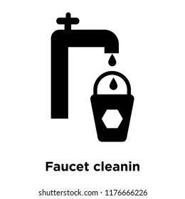 Faucet cleanin icon vector isolated on white background, logo concept of Faucet cleanin sign on transparent background, filled black symbol