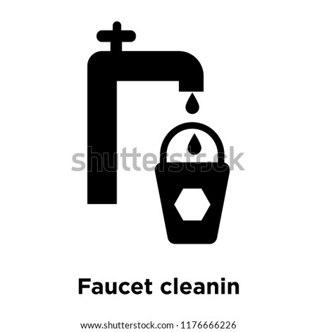 Faucet cleanin icon vector isolated on white background, logo concept of Faucet cleanin sign on transparent background, filled black symbol