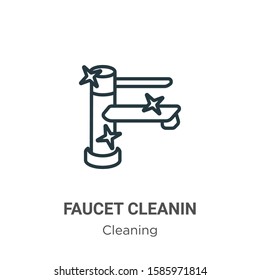 Faucet cleanin outline vector icon. Thin line black faucet cleanin icon, flat vector simple element illustration from editable cleaning concept isolated on white background