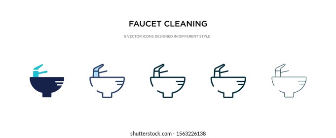 faucet cleaning icon in different style vector illustration. two colored and black faucet cleaning vector icons designed in filled, outline, line and stroke style can be used for web, mobile, ui