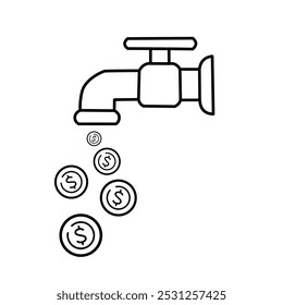 faucet and coin vector illustration design in black and white style