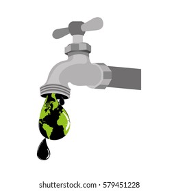 faucet with a contaminated drop icon, vector illustration image