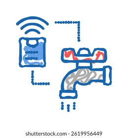 faucet control of smart home doodle icon sketch vector. faucet control of smart home sign. isolated symbol illustration