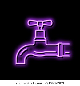 faucet copper metal neon light sign vector. faucet copper metal sign. isolated symbol illustration