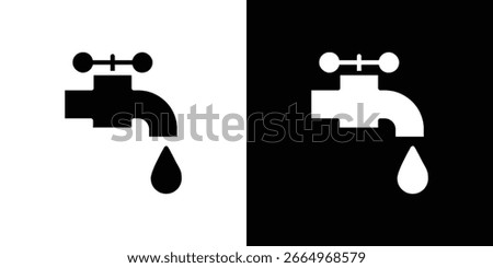 Faucet drip icon in flat black solid vector set