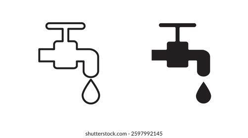 Faucet drip line icon vector set.