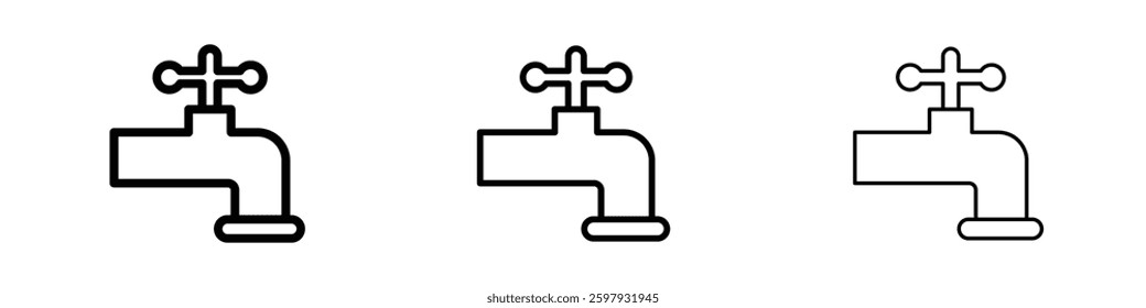 Faucet drip thin line vector icon set.