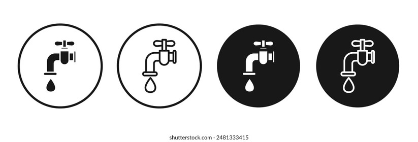 Faucet drip vector icon set black filled and outlined style.