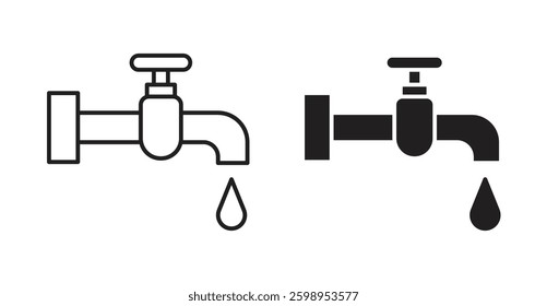 Faucet drip vector line icon illustration collection.