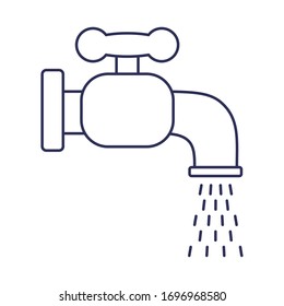 faucet dripping, line style icon vector illustration design