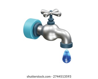 Faucet Dripping Water Drop illustration 3d icon