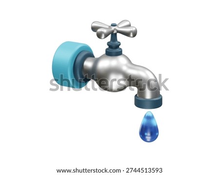 Faucet Dripping Water Drop illustration 3d icon
