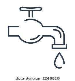 Faucet con agua de goteo, icono vectorial aislado.