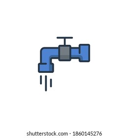 Faucet and drop icon, color, line, outline vector sign, linear style pictogram isolated on white. Symbol, logo illustration. Editable stroke. Pixel perfect