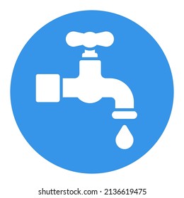 Faucet with drop isolated vector glyph icon. Graph symbol for agriculture, garden and plants web site and apps design, logo, app, UI