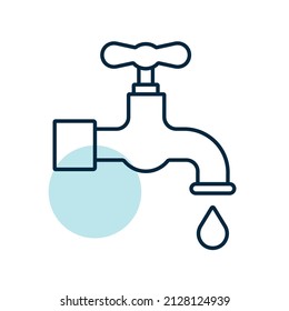 Faucet with drop isolated vector icon. Graph symbol for agriculture, garden and plants web site and apps design, logo, app, UI