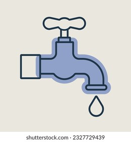 Faucet with drop isolated vector icon. Graph symbol for agriculture, garden and plants web site and apps design, logo, app, UI