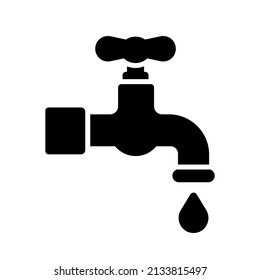 Faucet with drop vector glyph icon. Graph symbol for agriculture, garden and plants web site and apps design, logo, app, UI