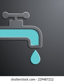 Faucet with a drop of water. Flat graphics