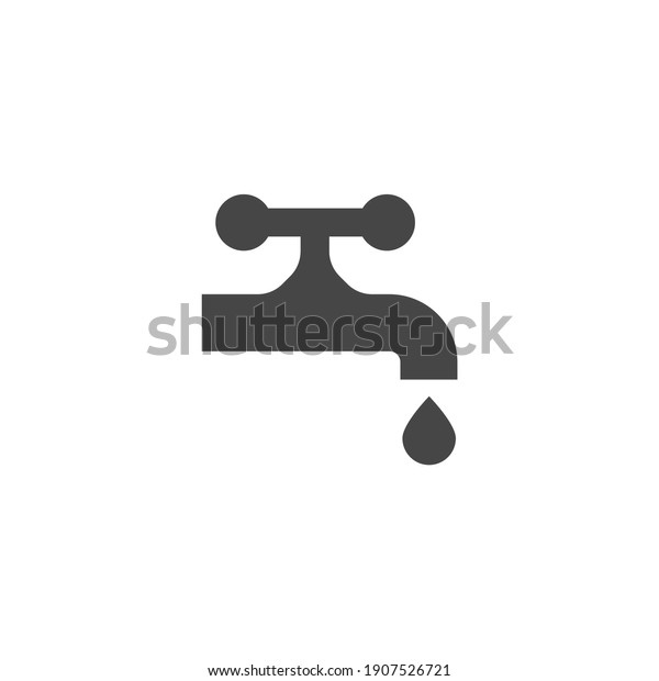 Faucet\
Drop Water Icon Black and White Vector\
Graphic