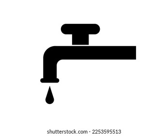 Faucet drop of water icon. Waste water design, open faucet isolated on white background.
