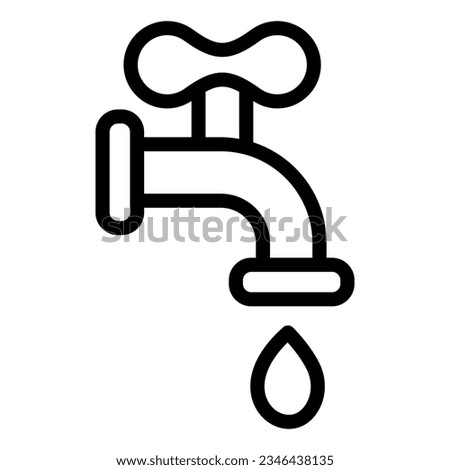 Faucet with drop of water line icon. Dripping water tap symbol, outline style pictogram on white background. Bath leaky faucet sign mobile concept web design. Vector graphics.